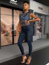 Jeans Skinny Scuri con Logomania laterale